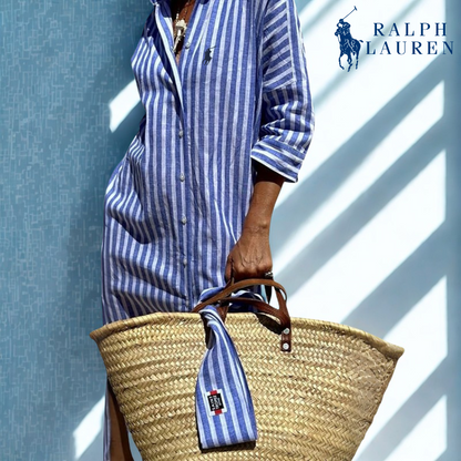 R. Ꮮаᴜгеn Striped Tie-Waist Shirt Dress