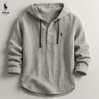Relaxed Fit Linen Hoodie Shirt for Men
