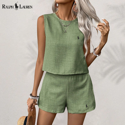 [Buy 1 Get 2] Linen Serenity Complete Two-Piece Set by R. Ꮮаᴜгеn + Free R. Ꮮаᴜгеn Sun Hat