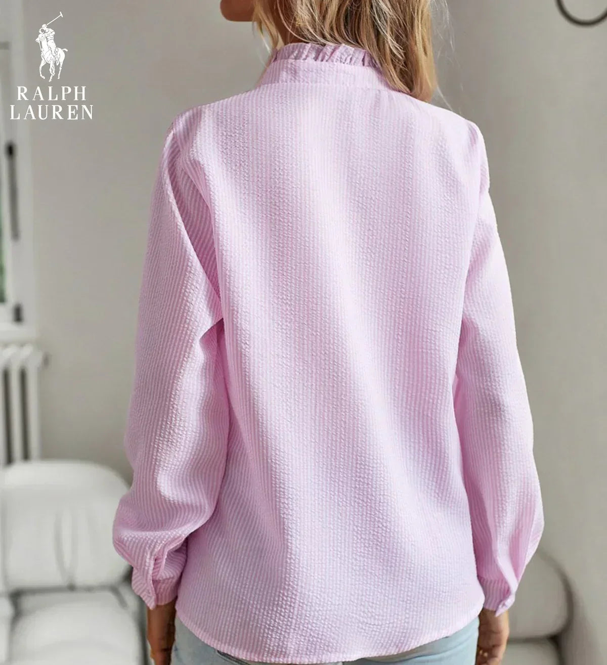 R. Ꮮаᴜгеn Ruffled Button-Up Shirt – Soft Textured Fit